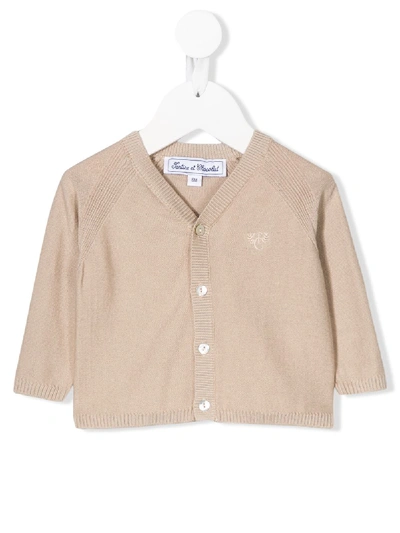 Tartine Et Chocolat Babies' Logo Cardigan In Brown