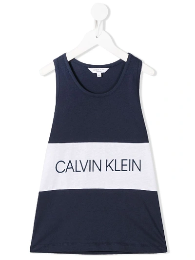 Calvin Klein Kids' Logo Tank Top In Blue