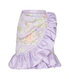 RODARTE Lilac Floral Print Ruffle Skirt