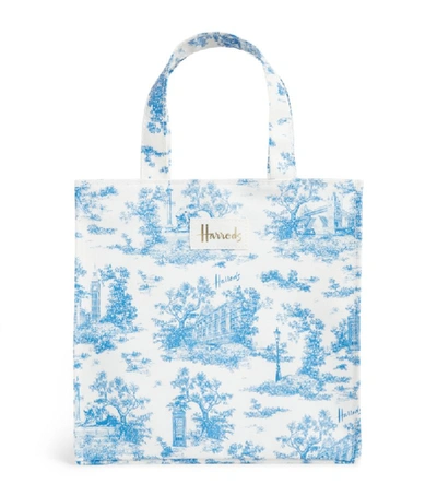 Harrods Small Toile Shopper Bag In Blue