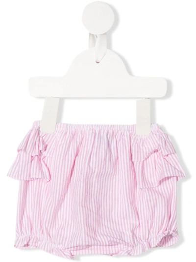 Siola Babies' Striped Ruffled Bloomer Shorts In Pink