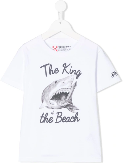 Mc2 Saint Barth Teen Shark-print T-shirt In White