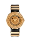 VERSACE LOGO STAINLESS STEEL AND LEATHER-STRAP WATCH,0400098816874