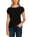 Vince Camuto Clip Dot Detail Short Sleeve Top In Rich Black