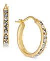 ESSENTIALS SMALL SILVER PLATE OR GOLD PLATE CRYSTAL SMALL HOOP EARRINGS