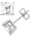 ESSENTIALS SILVER PLATED SQUARE CUBIC ZIRCONIA STUD EARRINGS