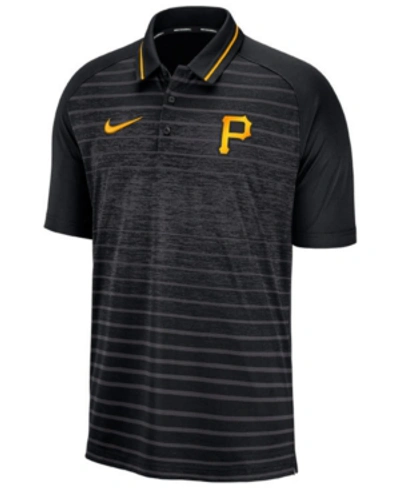 Nike Men's Pittsburgh Pirates Stripe Game Polo In Black