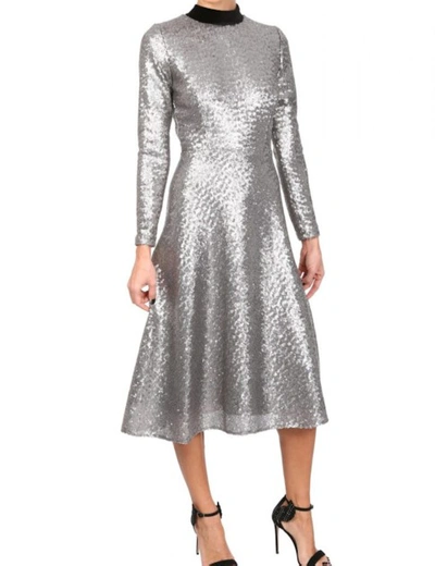 Aureliana Sequins Backless Dress In Silver