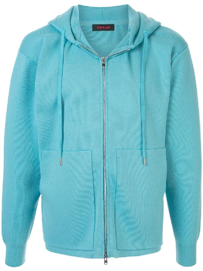 Caban Knitted Zipped Hoodie In Blue