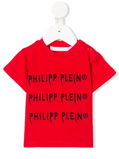 Philipp Plein Babies' Logo Print T-shirt In Red