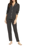 Eberjey Gisele Slim Pajamas In Charcoal Heather/ Sorbet Pink