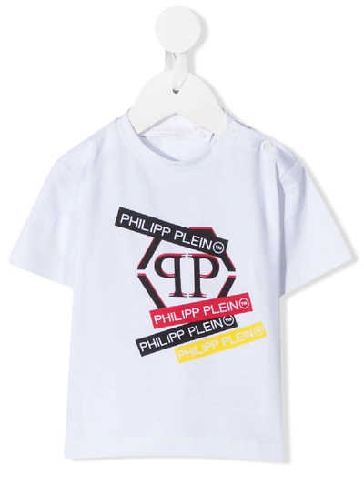 Philipp Plein Babies' Logo Stamp T-shirt In White