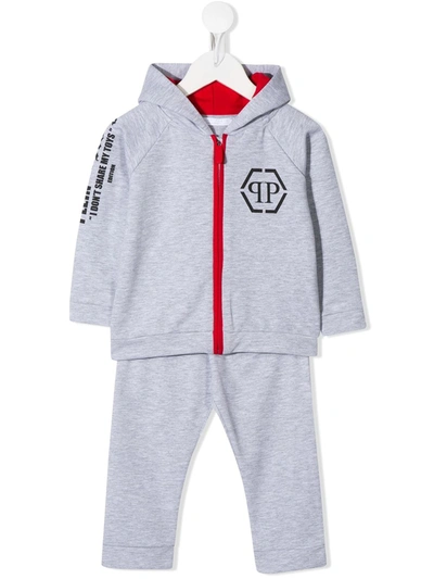 Philipp Plein Junior Babies' 泰迪熊印花运动套装 In Grey