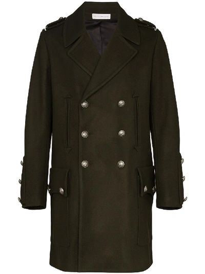 Faith Connexion Double-breasted Military Coat In Green