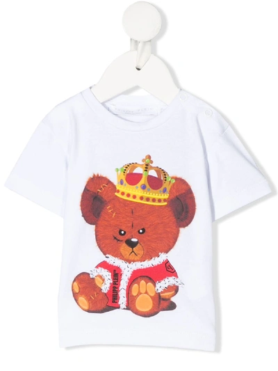 Philipp Plein Babies' Teddy Bear Logo T-shirt In White