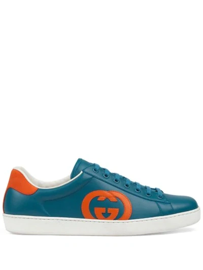Gucci Men's Ace Trainer With Interlocking G In Blue