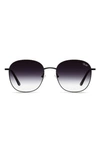Quay Jezabell 57mm Round Sunglasses In Black/ Black Fade