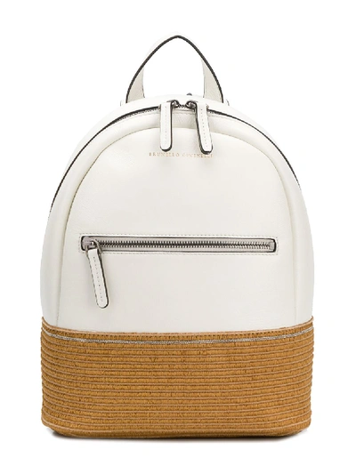 Brunello Cucinelli Kids' Contrast Panel Backpack In White