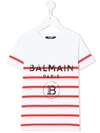 BALMAIN STRIPED PRINT T-SHIRT