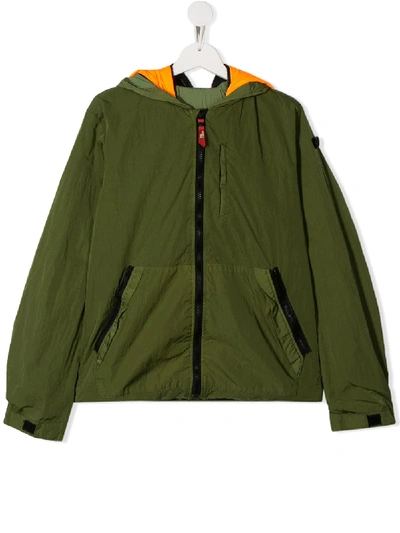 Ai Riders On The Storm Young Teen Contrast Hood Bomber Jacket In Green