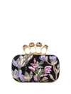 ALEXANDER MCQUEEN FLORAL-EMBROIDERED 4-RING CLUTCH