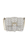 RED VALENTINO FLOWER PUZZLE SILVER-TONE BAG