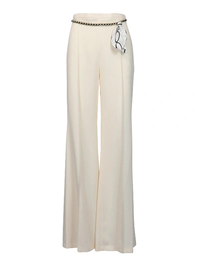 Elisabetta Franchi Chain Detailed Palazzo Trousers In White