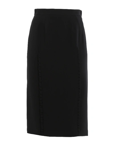 N°21 Black Cady Pencil Skirt With Ruffles