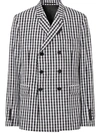 BURBERRY GINGHAM CHECK DOUBLE-BREASTED BLAZER