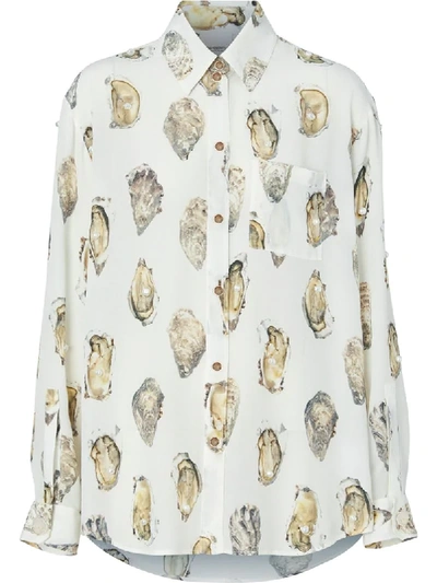 Burberry Oyster-print Pearl-embellished Shirt In White