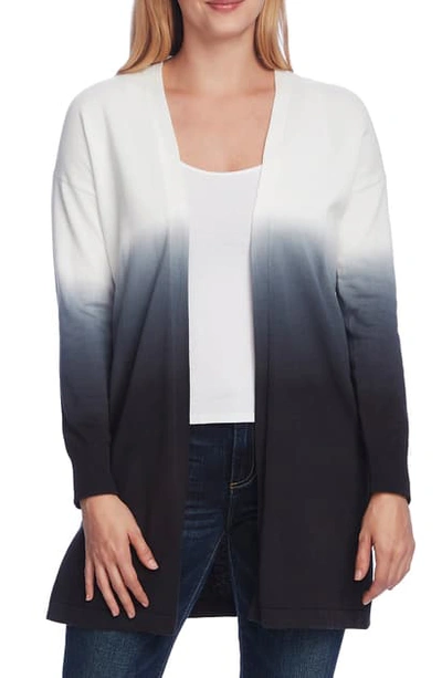 Vince Camuto Cotton Ombre Open-front Cardigan In Rich Black