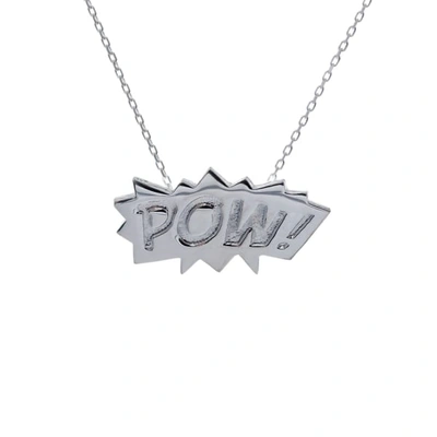 Edge Only Pow Pendant In Sterling Silver | A Removable Pop Art Statement Necklace Pow! In Gray
