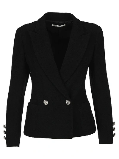 Alessandra Rich Embellished Double-breasted Textured Jacket In Black