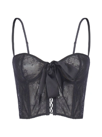Alessandra Rich Bow Detail Lace Corset In 900