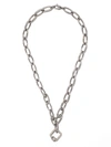 AS29 18KT BLACK GOLD PAVE DIAMOND SQUARE CARABINER AND 18KT WHITE GOLD 24” LONG OVAL CHAIN NECKLACE