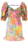 ALESSANDRA RICH ALESSANDRA RICH FLORAL RUFFLE HEM DRESS