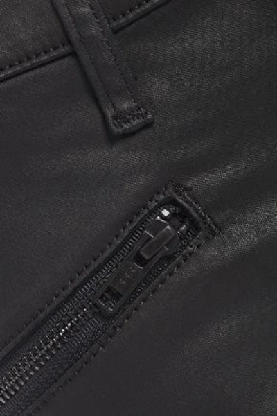 Current Elliott Coated Mid-rise Skinny Jeans In Black