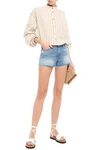 Frame Le Cutoff Fray Hem Denim Shorts In Mid Denim