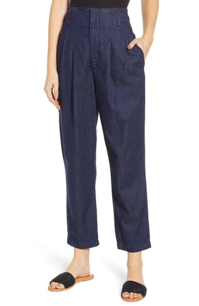 Ag Yasmeen Pleated Crop Trousers In Indigo Beyond