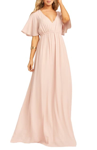 Show Me Your Mumu Emily Chiffon A-line Gown In Dusty Blush