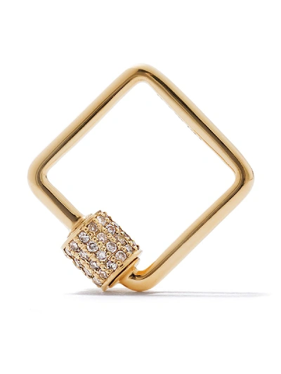 As29 18kt Yellow Gold Diamond Small Square Carabiner