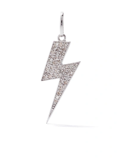 As29 18kt White Gold Pave Diamond Long Flash Pendant In Silver