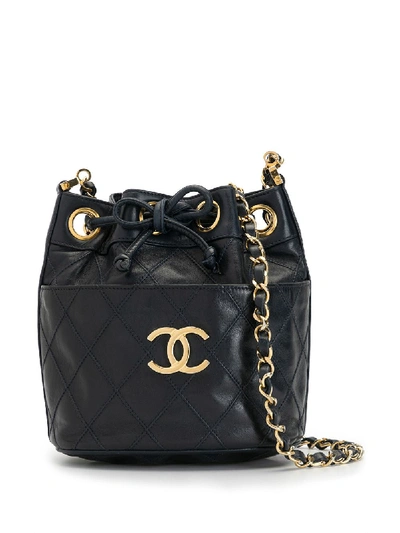 Pre-owned Chanel 1985-1990 Diamond Quilted Crossbody Bag In Blue