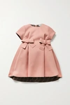 FENDI BOW-EMBELLISHED PLEATED NEOPRENE DRESS