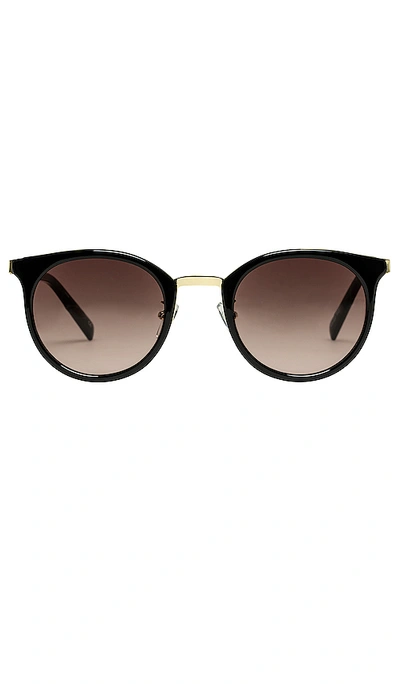 Le Specs No Lurking Round Sunglasses In Black & Brown Gradient