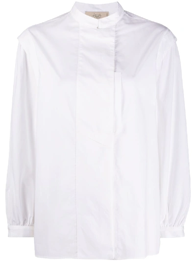 Maison Flaneur Mock Neck Long-sleeved T-shirt In White
