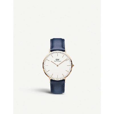 Daniel Wellington Classic Somerset 40 Rose-gold And Leather Strap In Gold / Blue