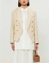 L Agence Kenzie Double Breasted Metallic Tweed Blazer In Rose Gold