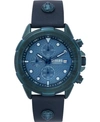 VERSUS VERSUS BY VERSACE MEN'S CHRONOGRAPH 6E ARRONDISSEMENT BLUE LEATHER STRAP WATCH 46MM