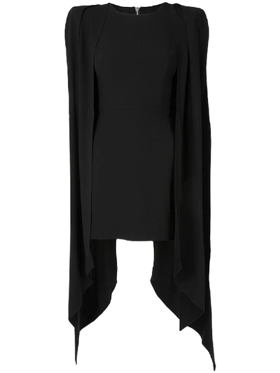 Alex Perry Tucker Split-side Structured Dress In Black